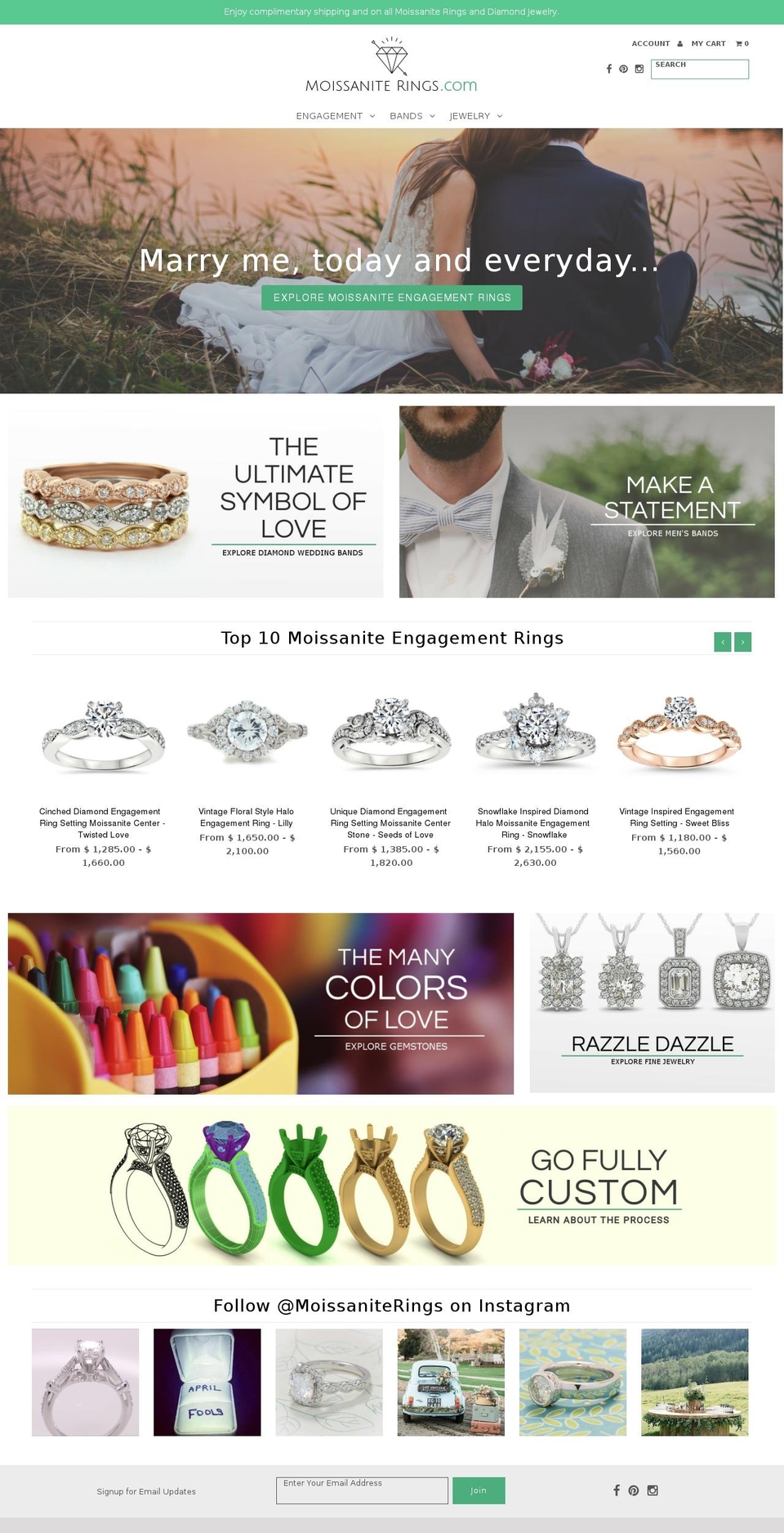 moissaniterings.com shopify website screenshot