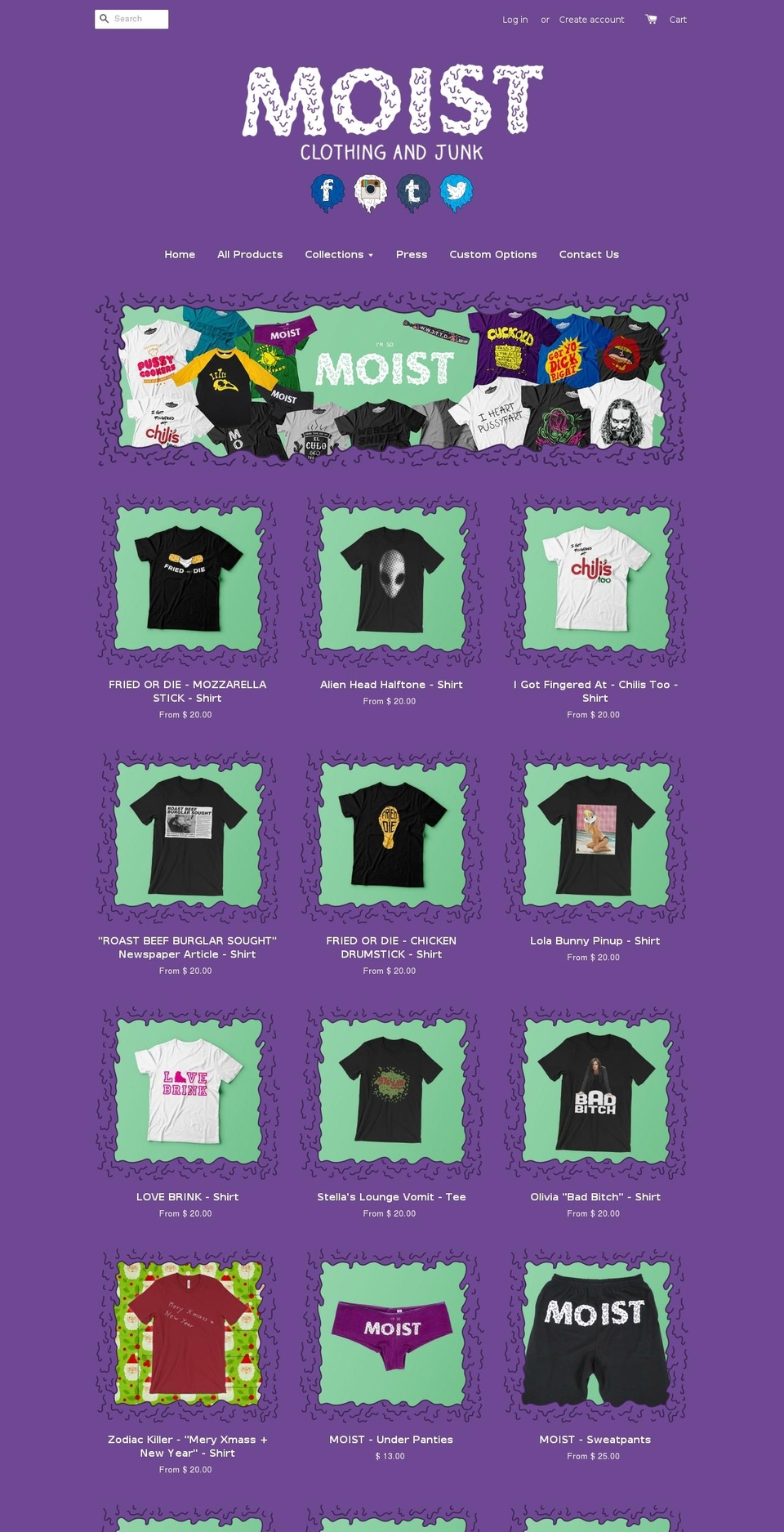moistclothingandjunk.com shopify website screenshot
