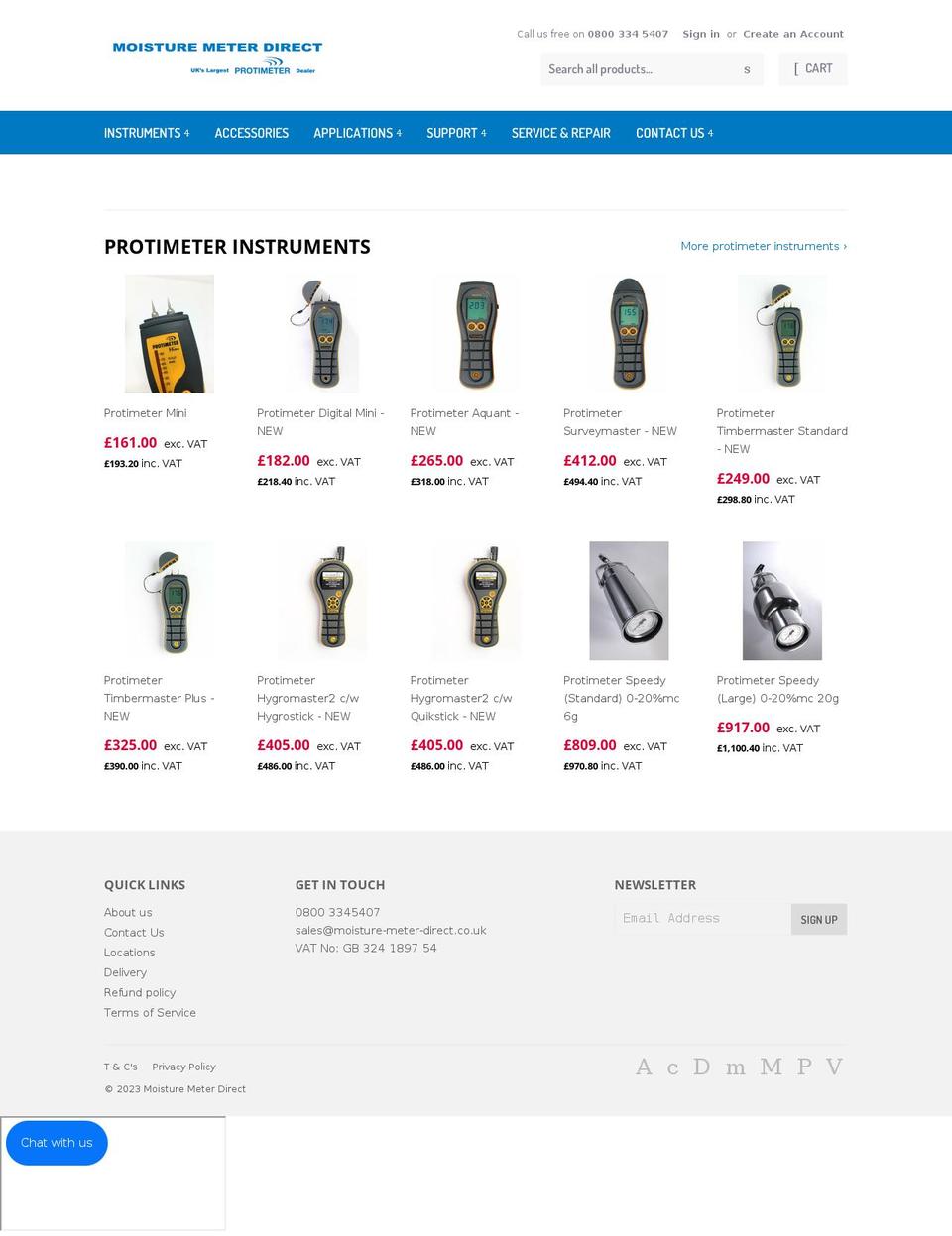 moisture-meter-direct.co.uk shopify website screenshot
