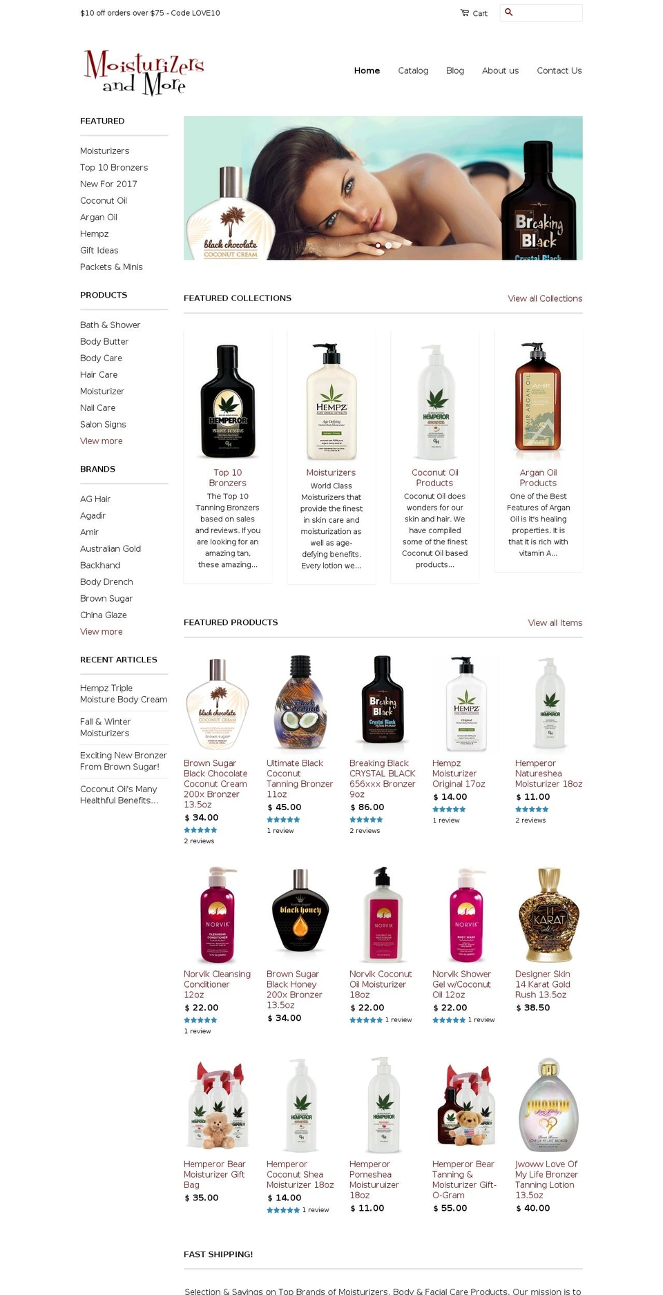 moisturizersandmore.com shopify website screenshot