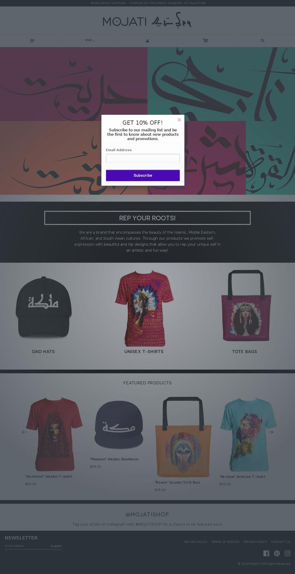 mojati.com shopify website screenshot