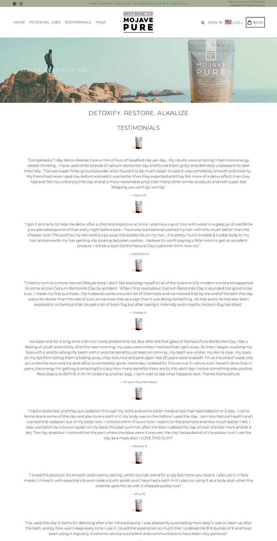 mojavepure.com shopify website screenshot