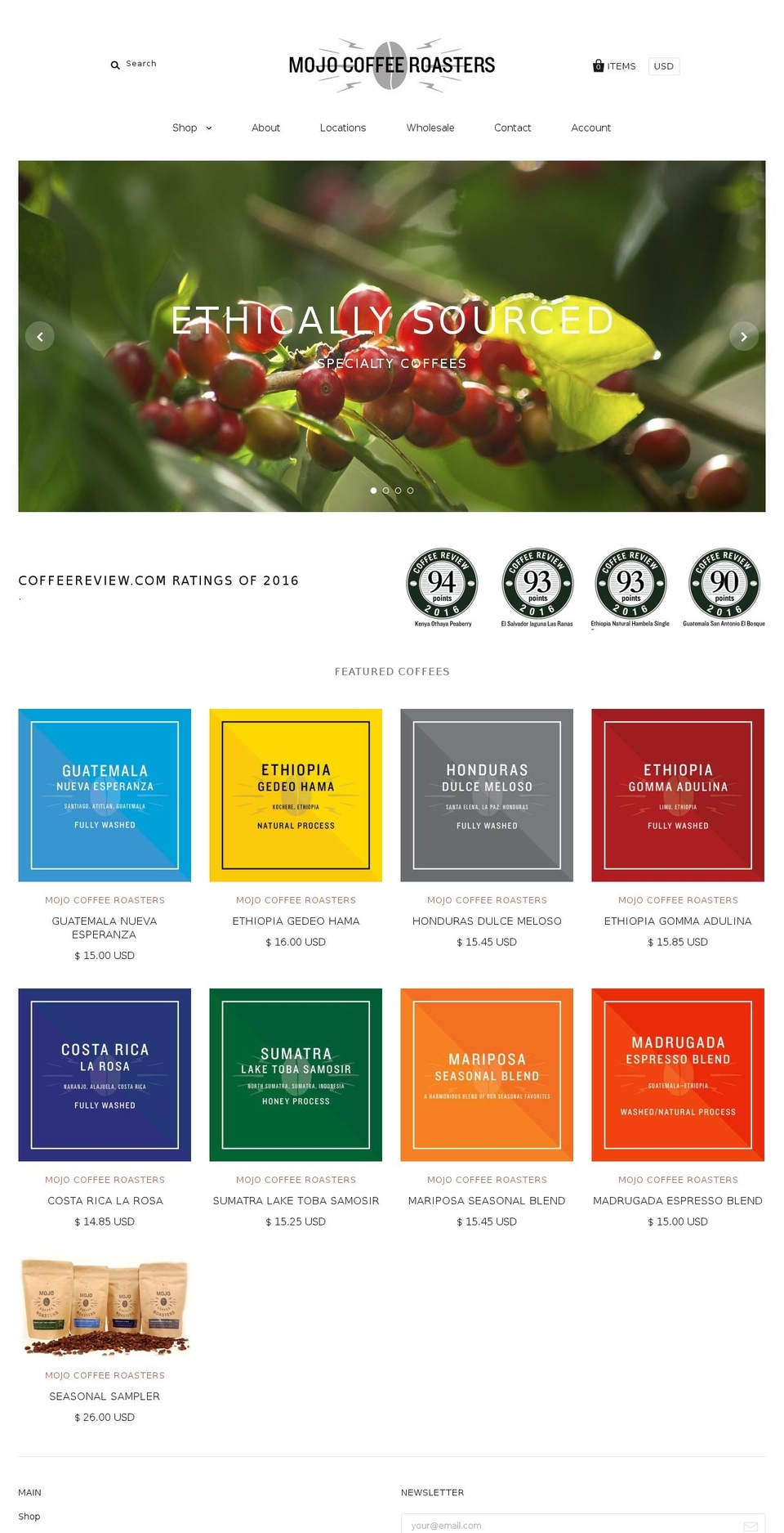 mojocoffeeroasters.com shopify website screenshot