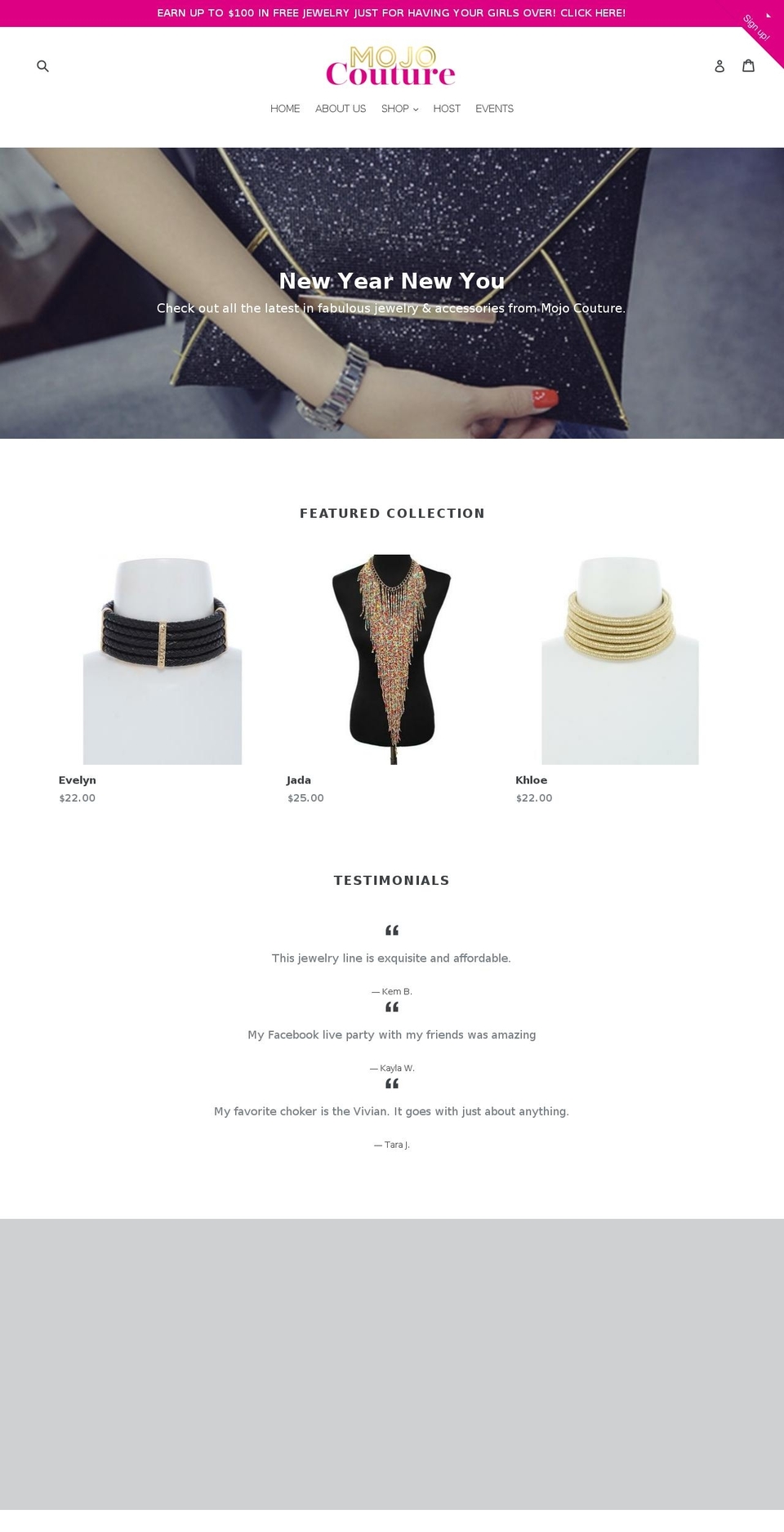 mojocouture.com shopify website screenshot