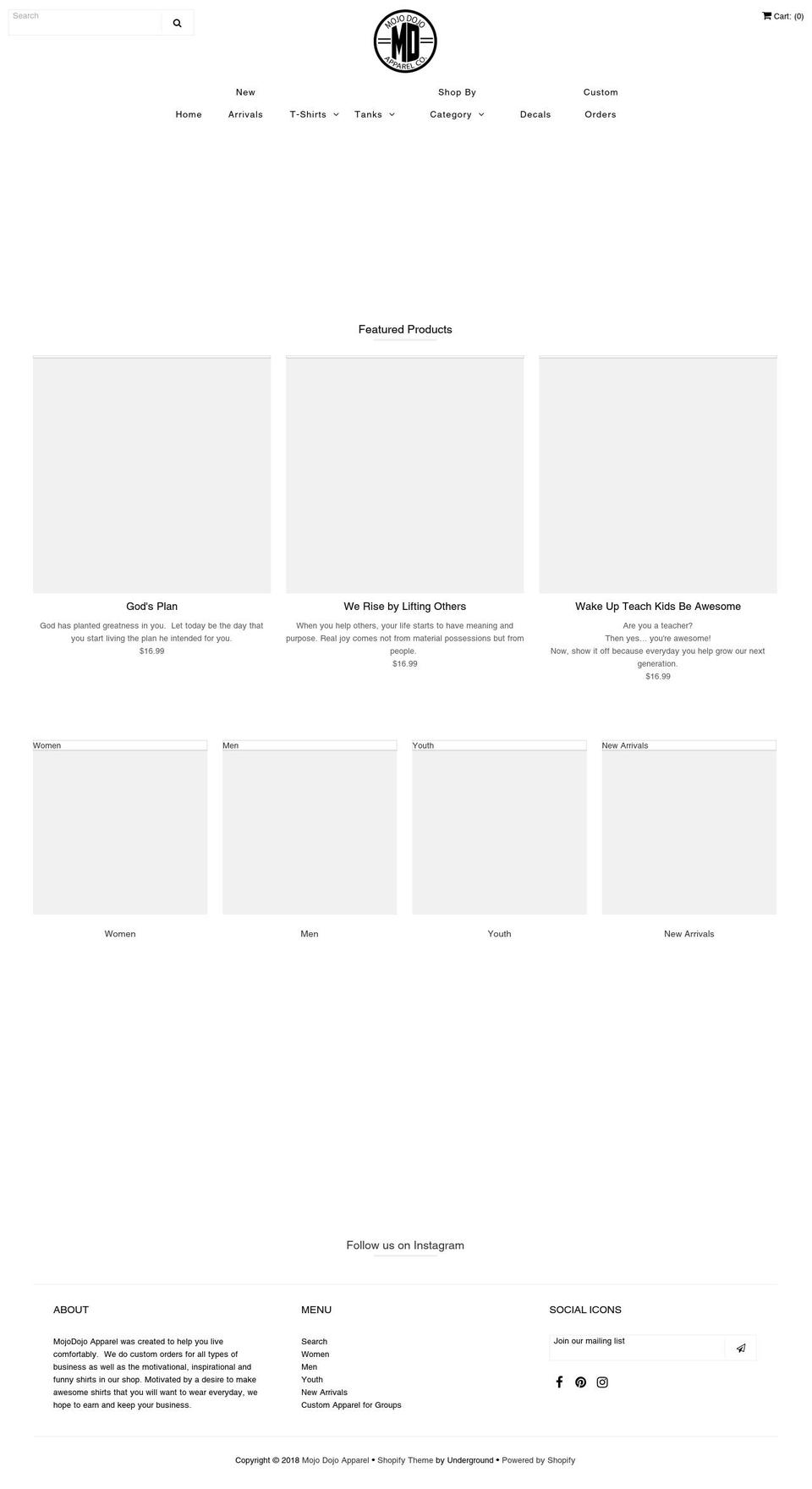mojodojoapparel.com — Shopify storefront screenshot