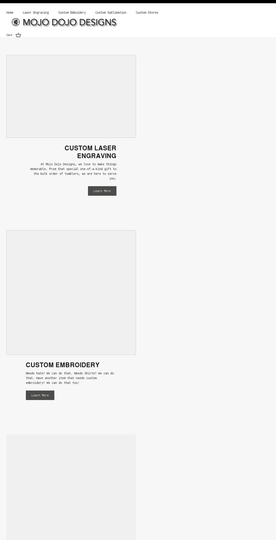 mojodojodesigns.com shopify website screenshot