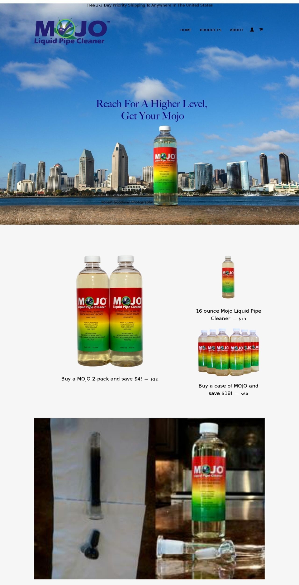mojoliquidpipecleaner.com — Shopify storefront screenshot