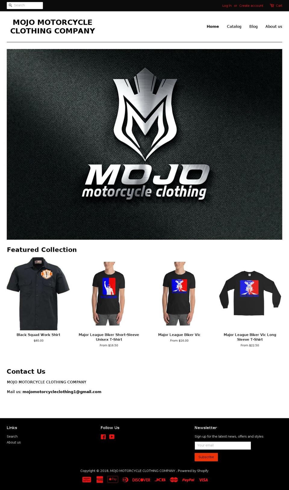 mojomotorcycleclothing.com shopify website screenshot