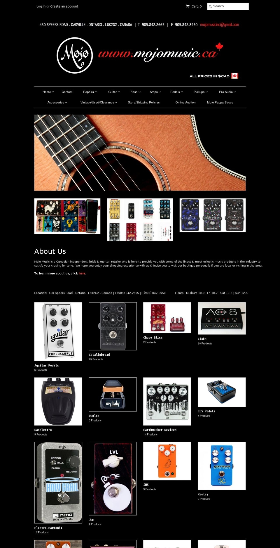 mojomusic.ca shopify website screenshot