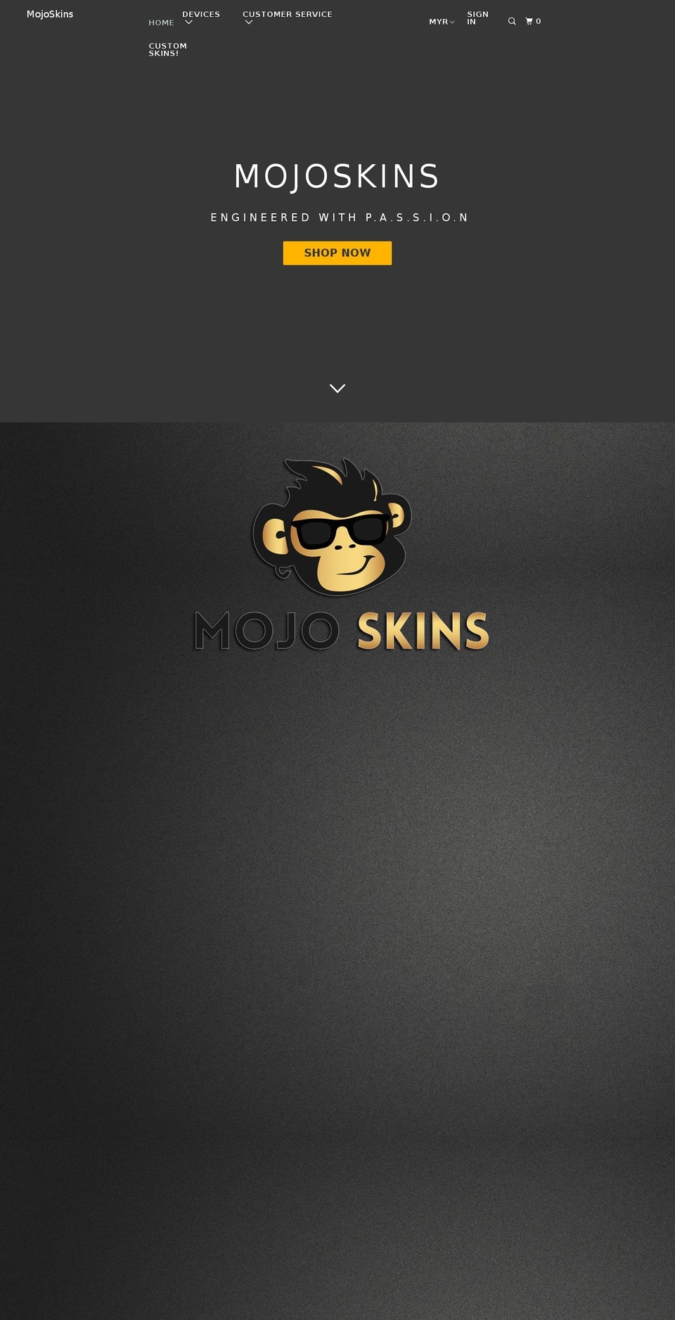 mojoskins.co shopify website screenshot