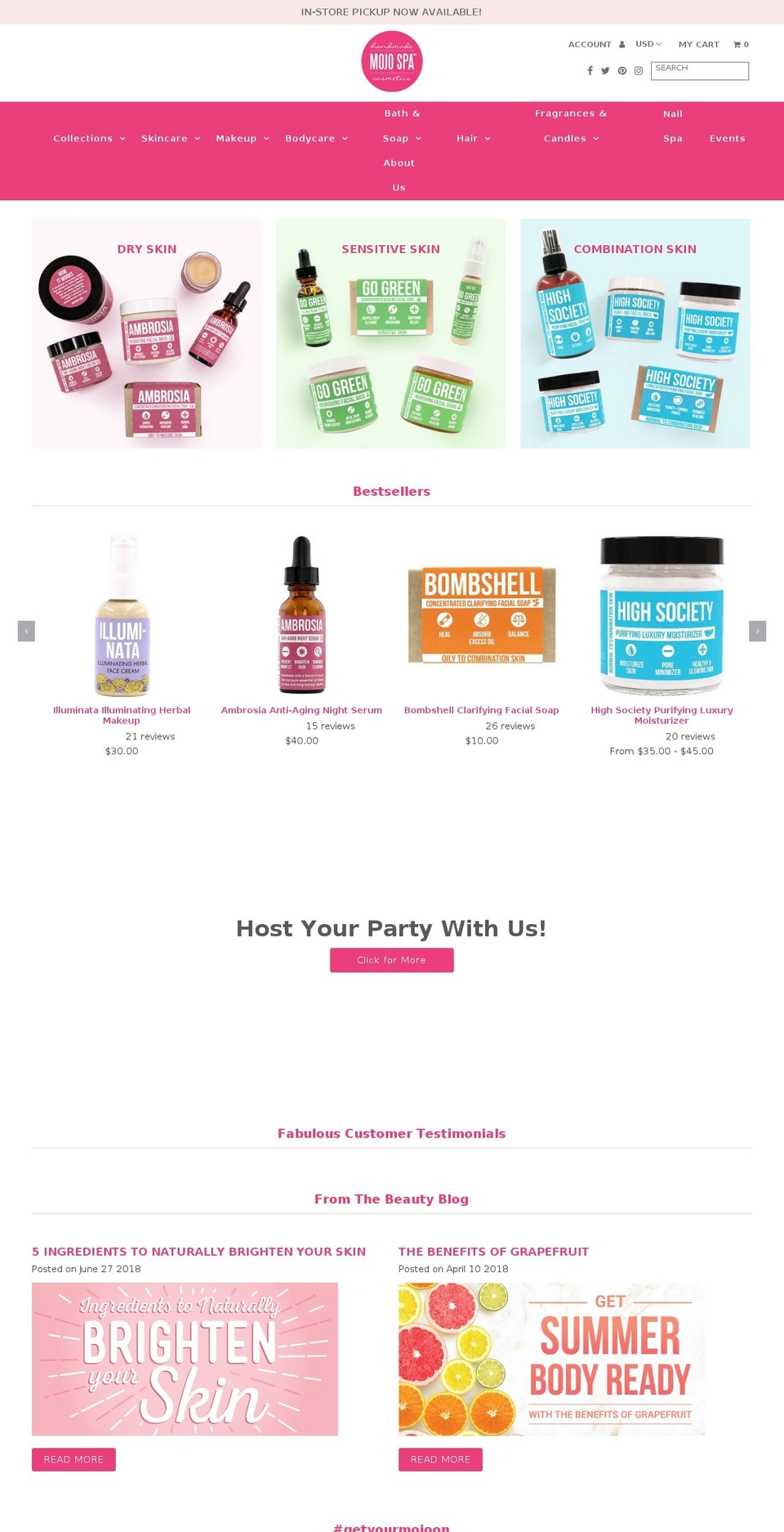 mojospa.com — Shopify storefront screenshot