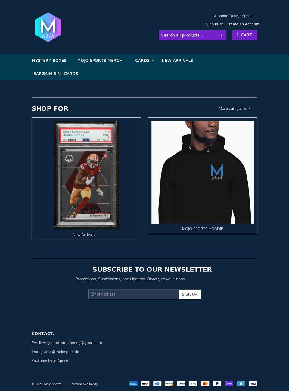 mojosports.org shopify website screenshot
