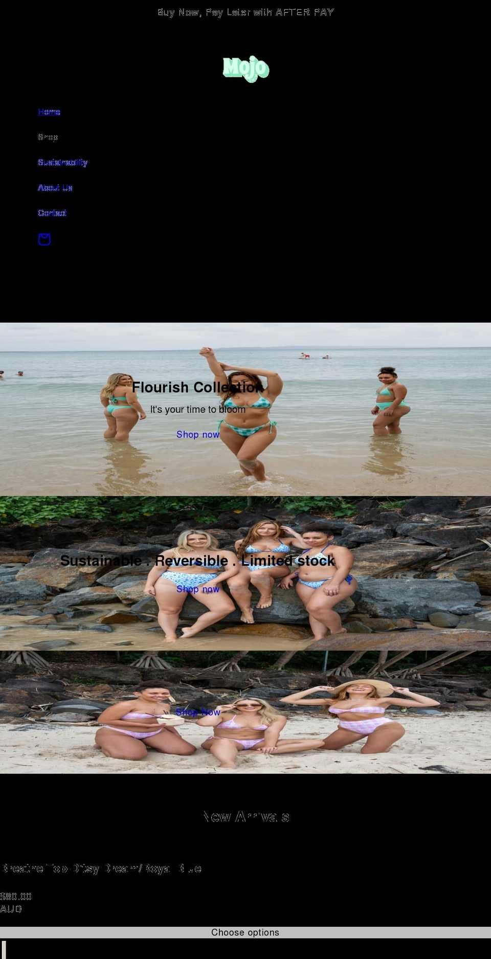 mojoswim.com shopify website screenshot