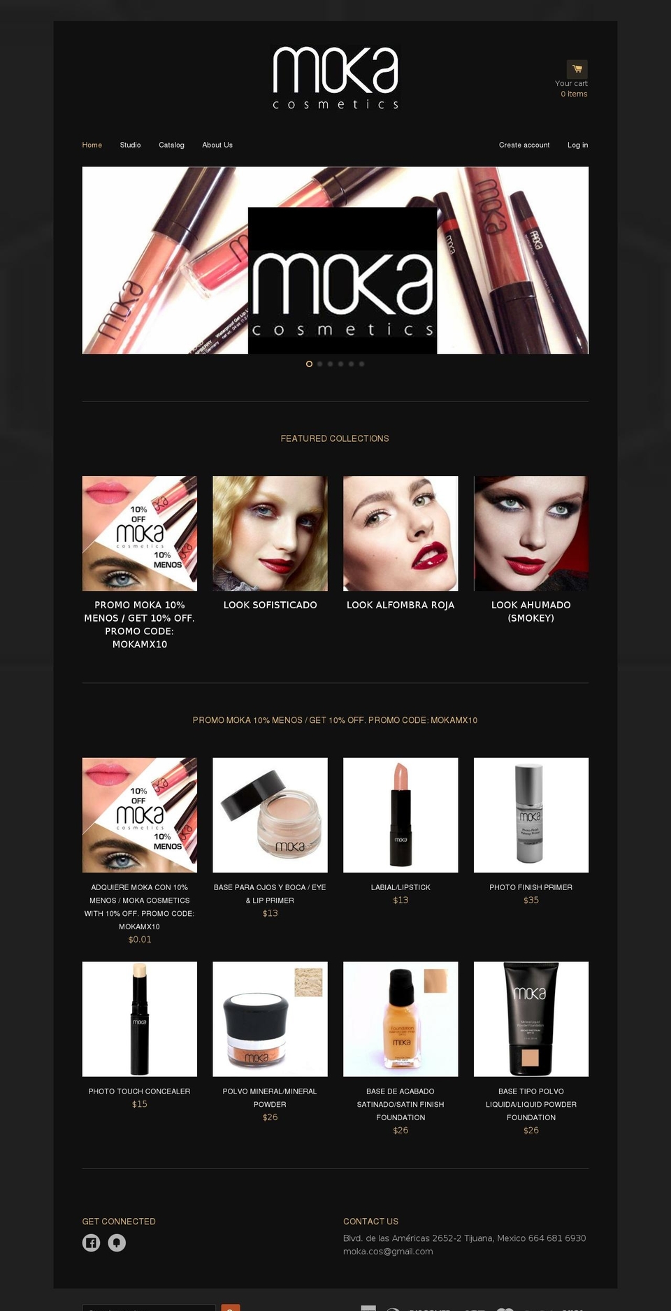 mokacosmetics.com shopify website screenshot