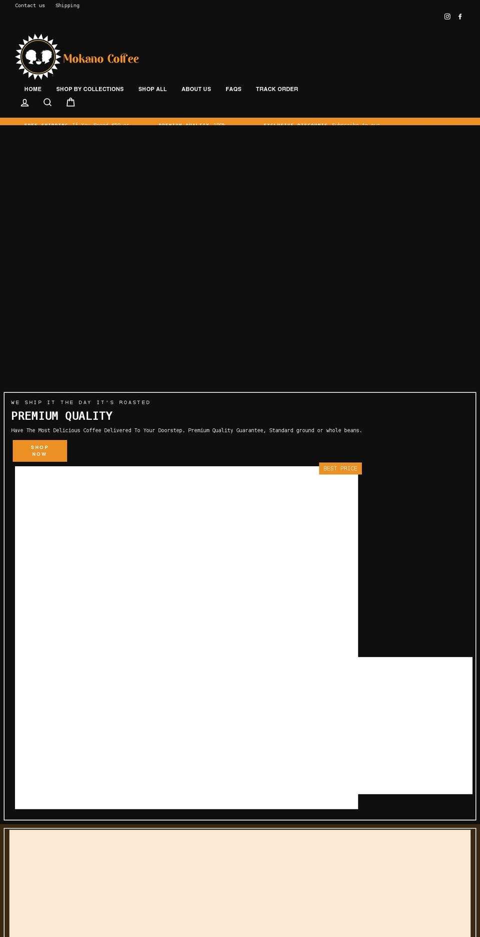 mokanocoffee.com shopify website screenshot