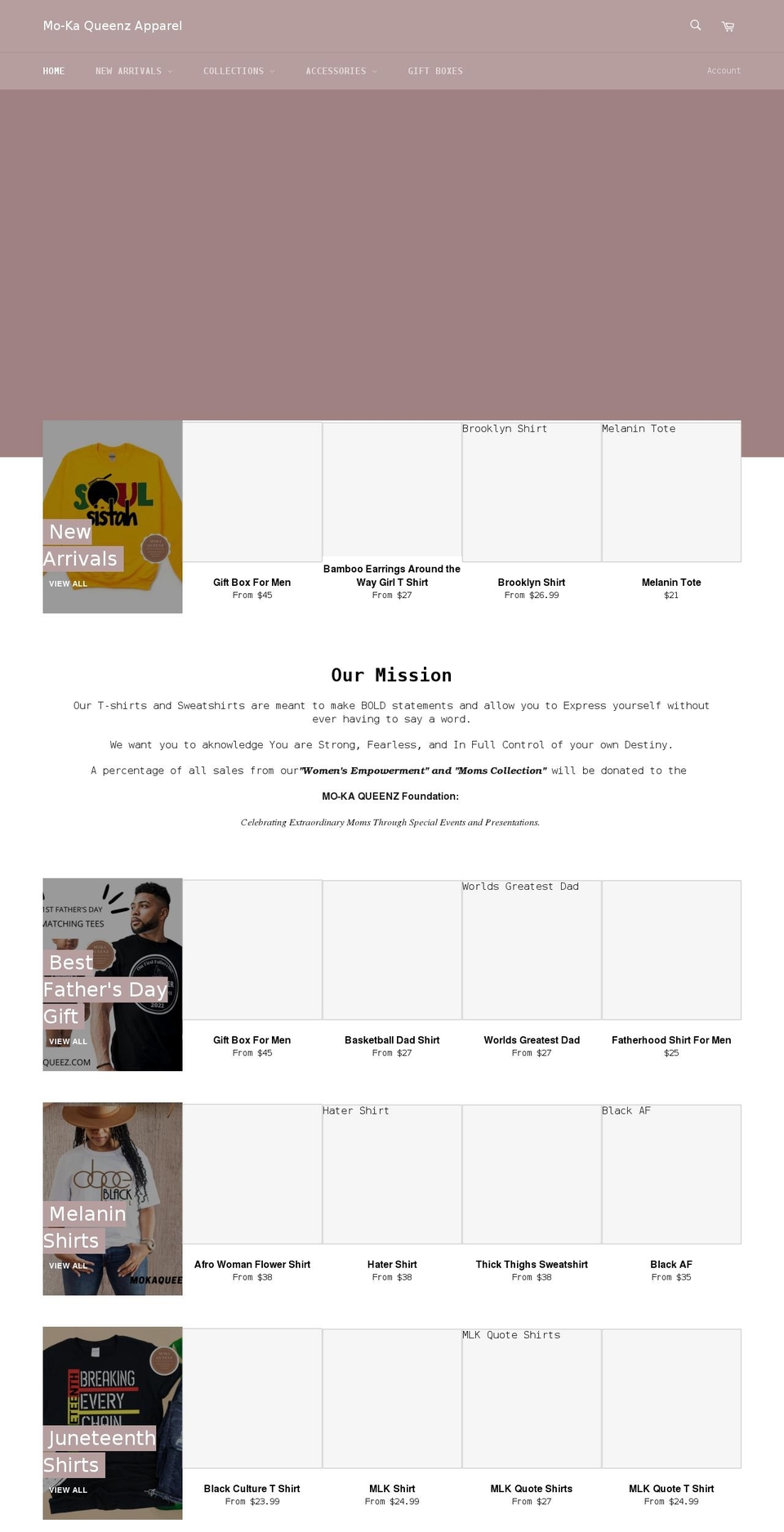 mokaqueenz.com — Shopify storefront screenshot