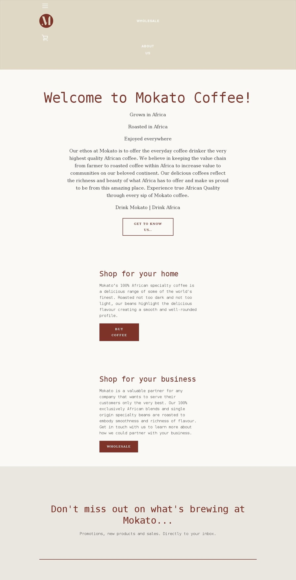 mokato-coffee.com shopify website screenshot