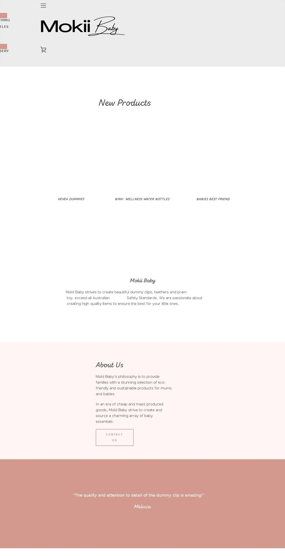 mokiibaby.com.au shopify website screenshot