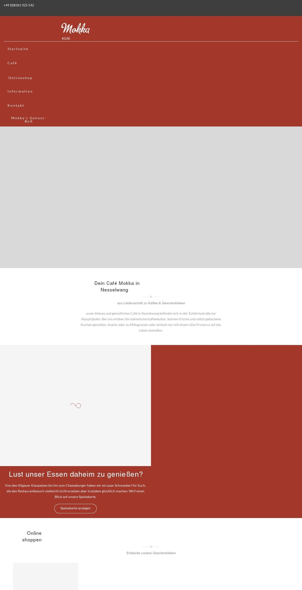 mokka-cafe.de shopify website screenshot
