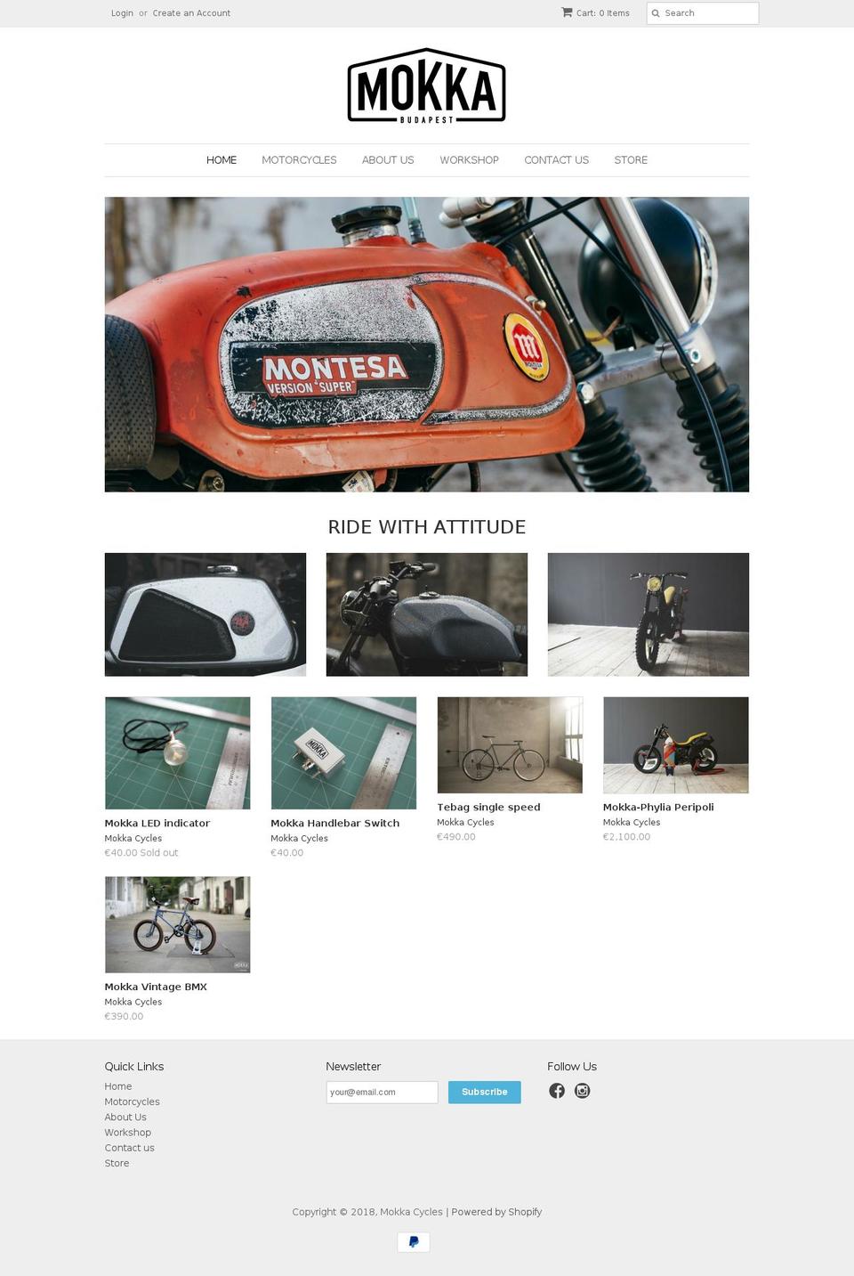 mokkacycles.com — Shopify storefront screenshot