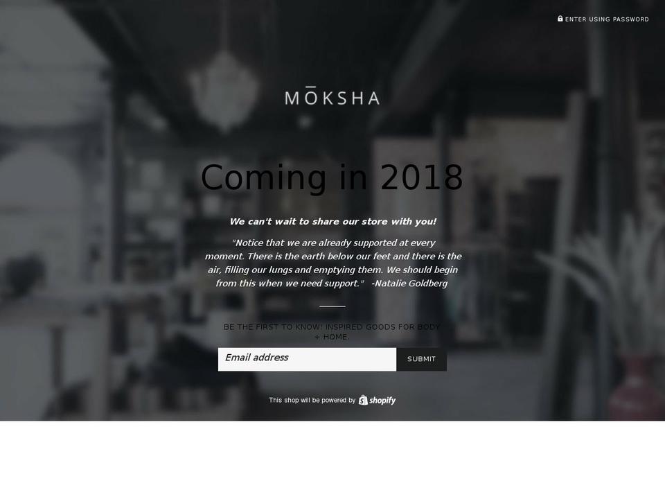mokshainspired.com — Shopify storefront screenshot