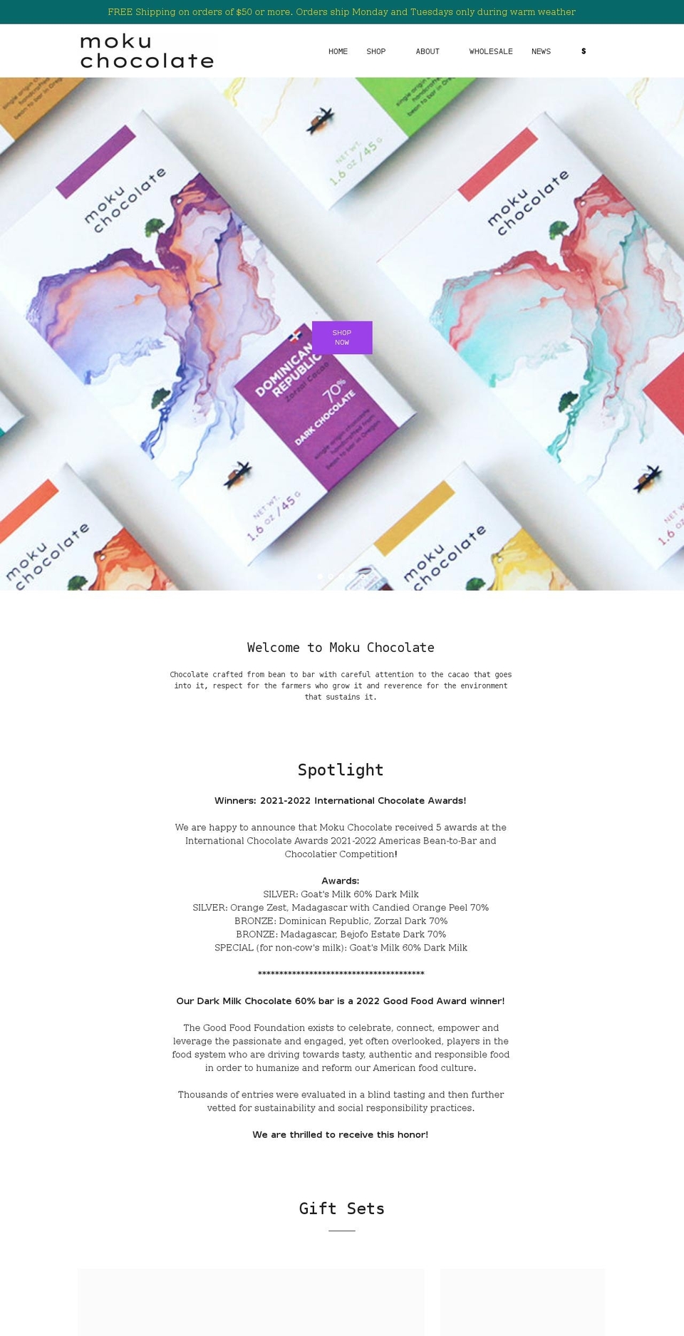 Backup June Shopify theme site example mokuchocolate.com