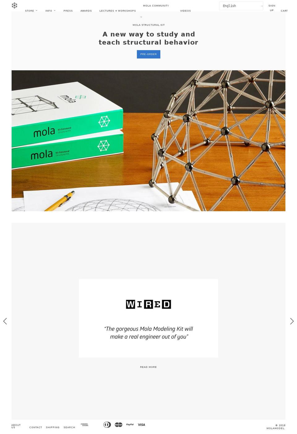 molamodel.com shopify website screenshot