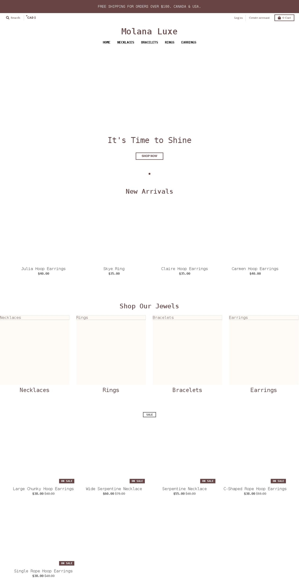 molanaluxe.com shopify website screenshot