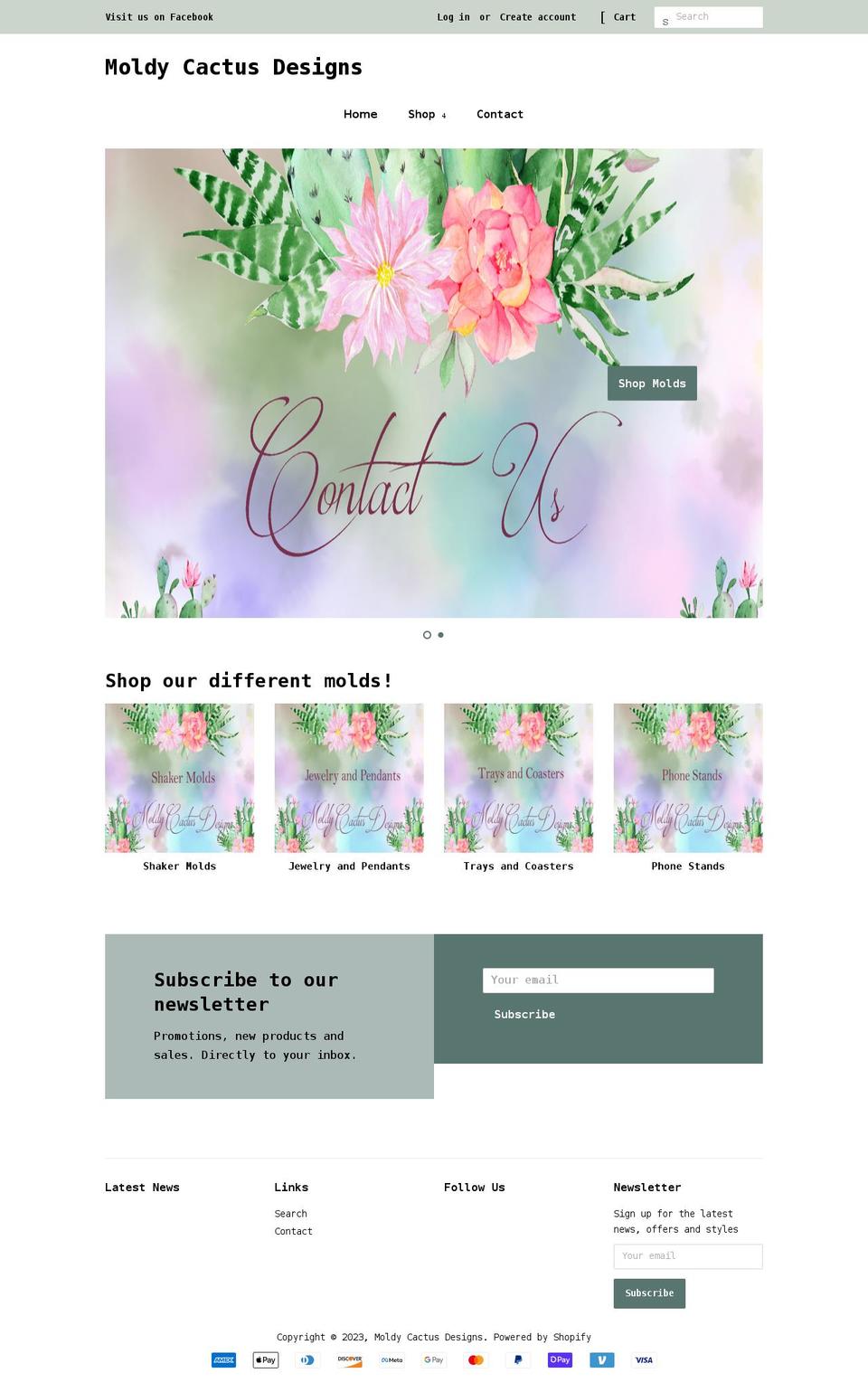 moldycactusdesigns.com shopify website screenshot