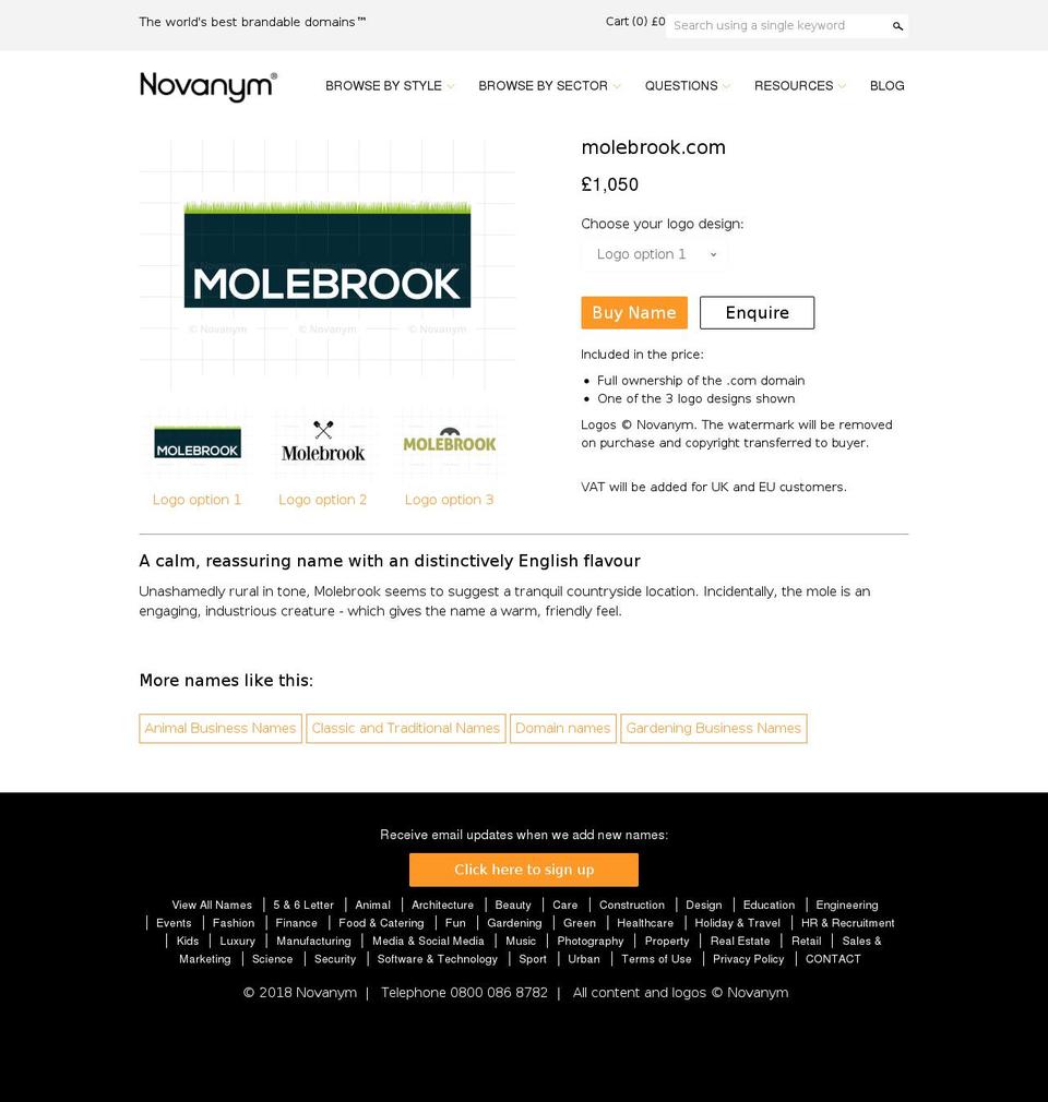 LIVE + Wishlist Email Shopify theme site example molebrook.com