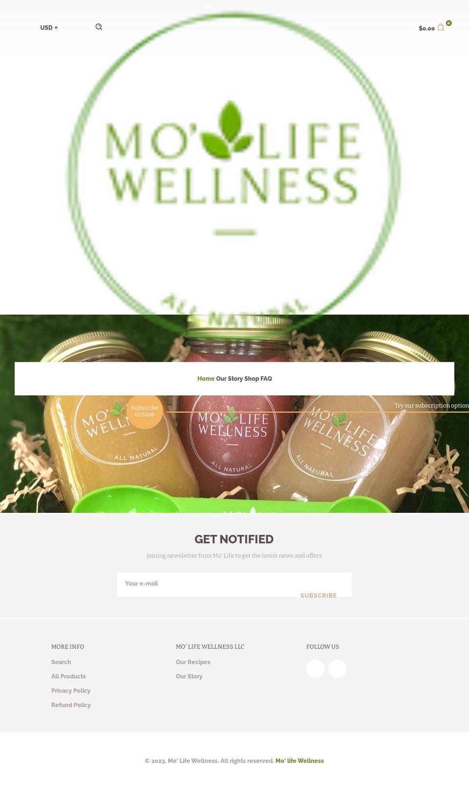 molifewellness.com shopify website screenshot