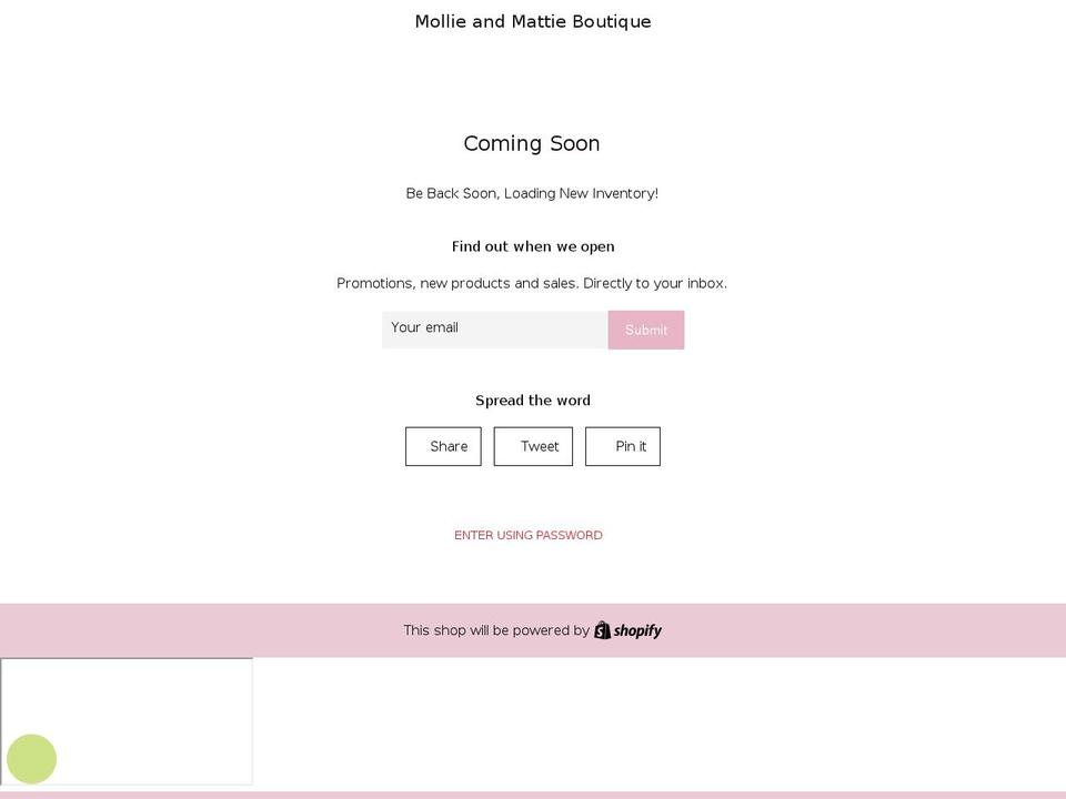 mollieandmattieboutique.com shopify website screenshot