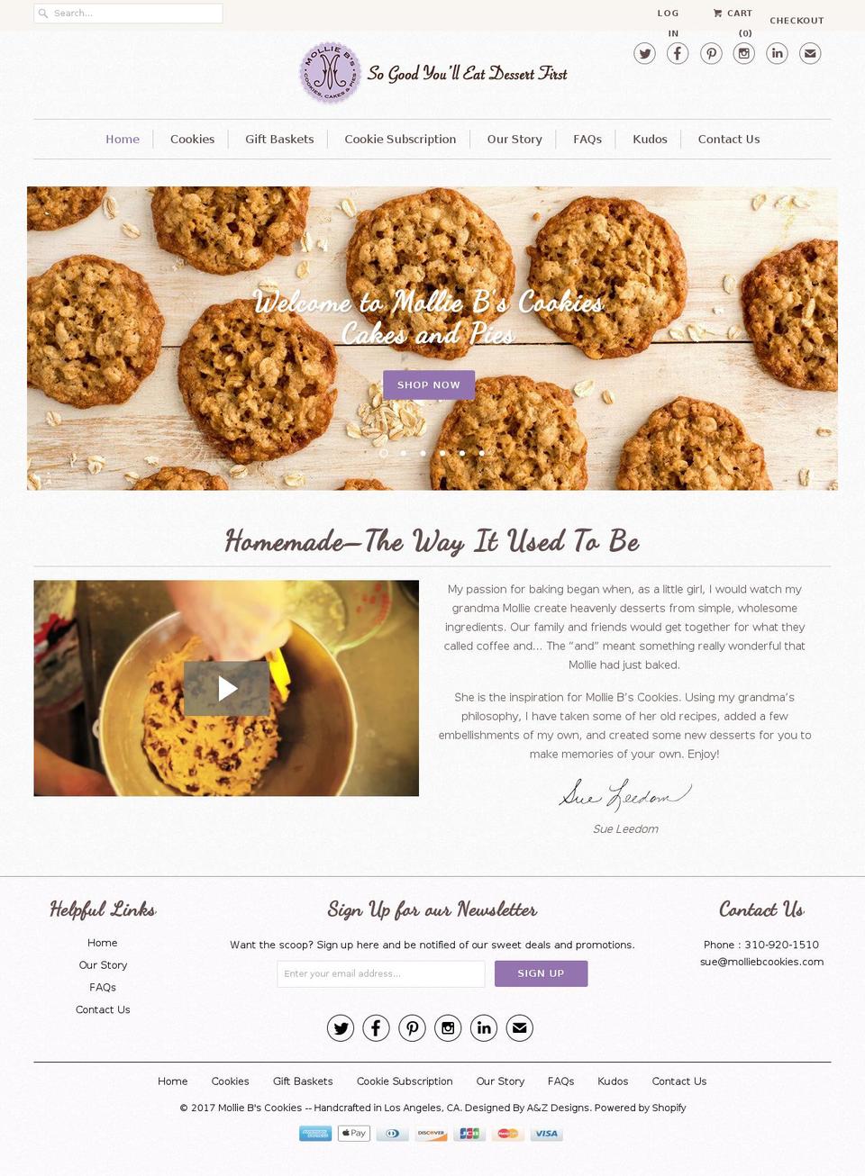 molliebcookie.com shopify website screenshot