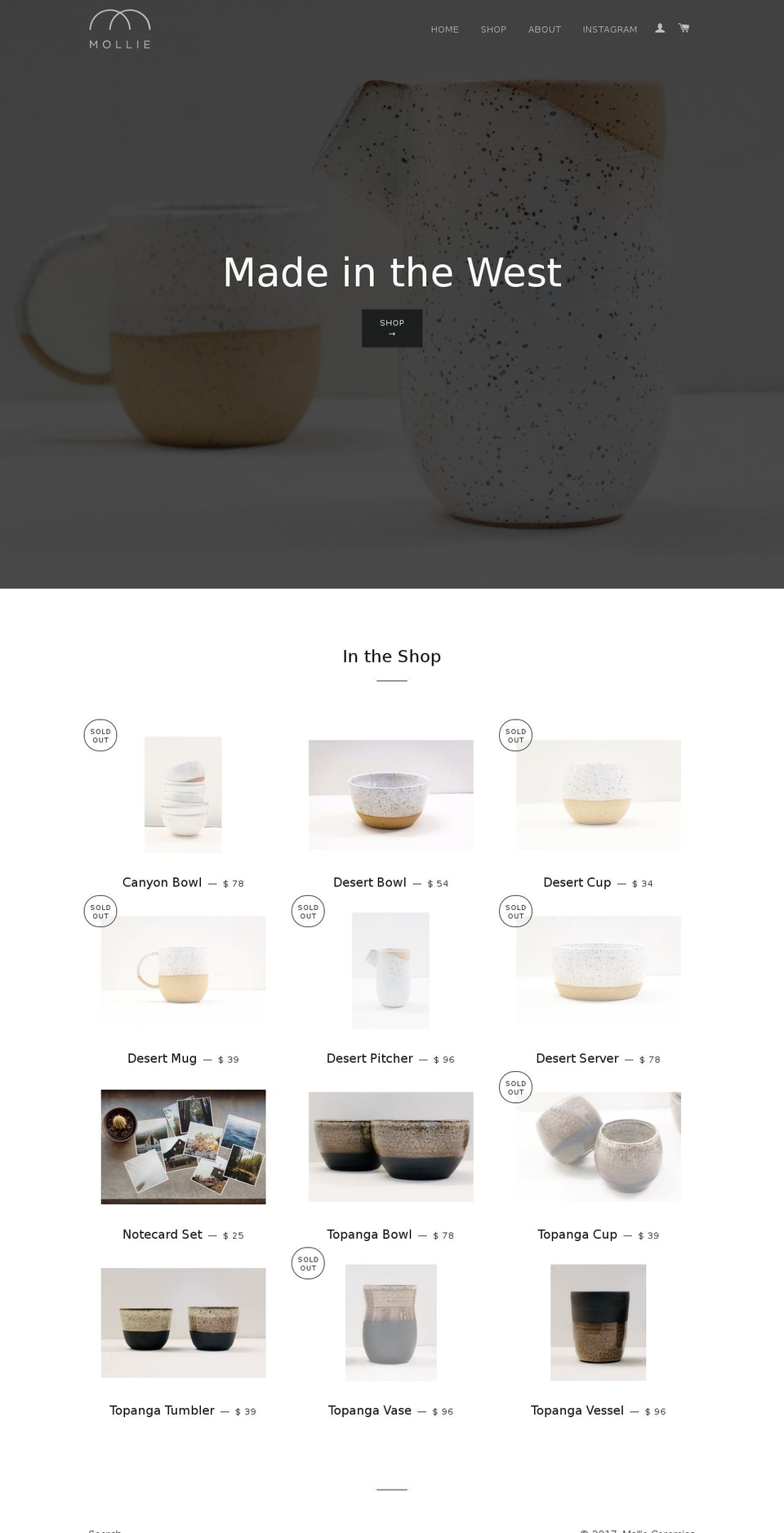mollieceramics.com shopify website screenshot
