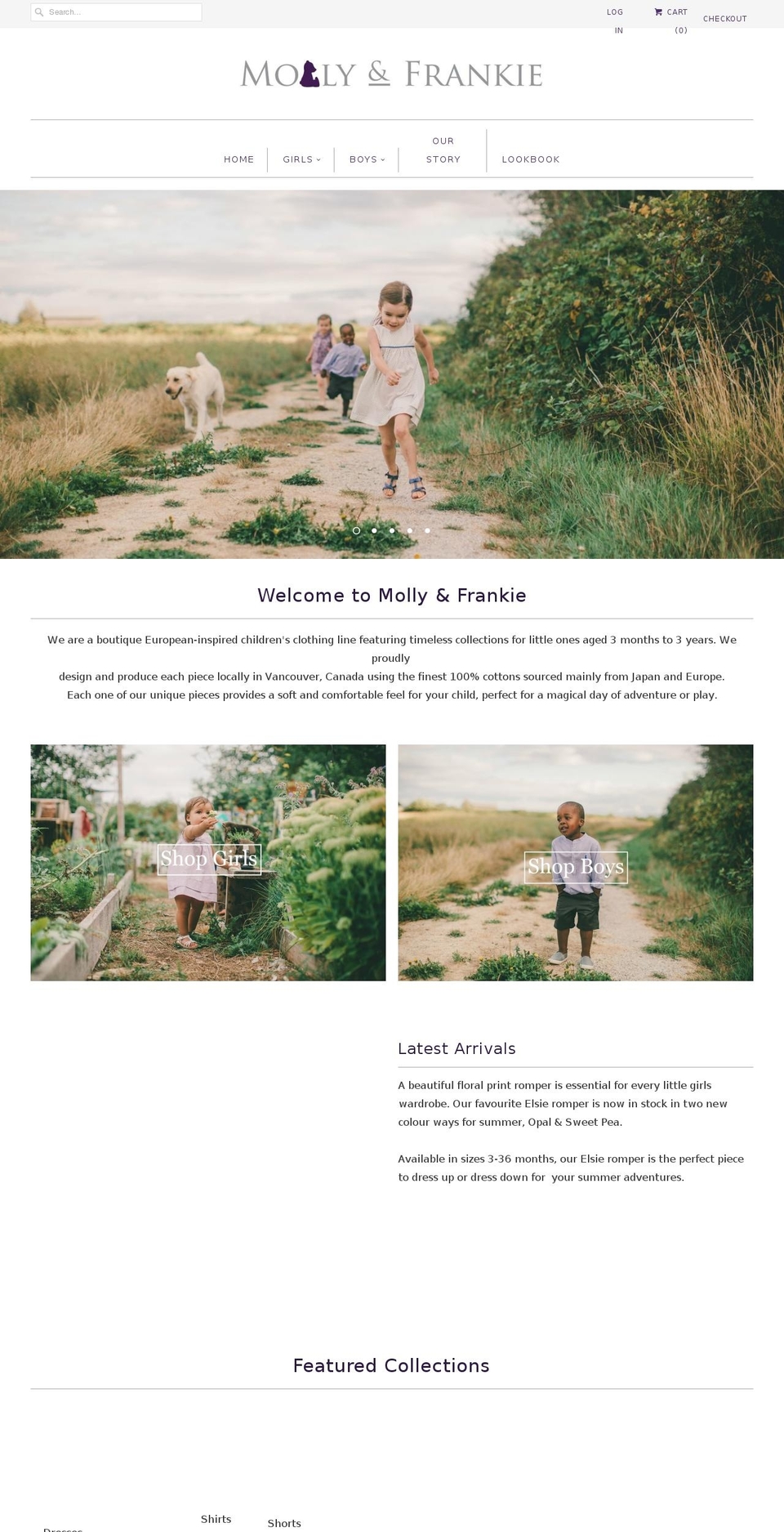 mollyandfrankie.com shopify website screenshot