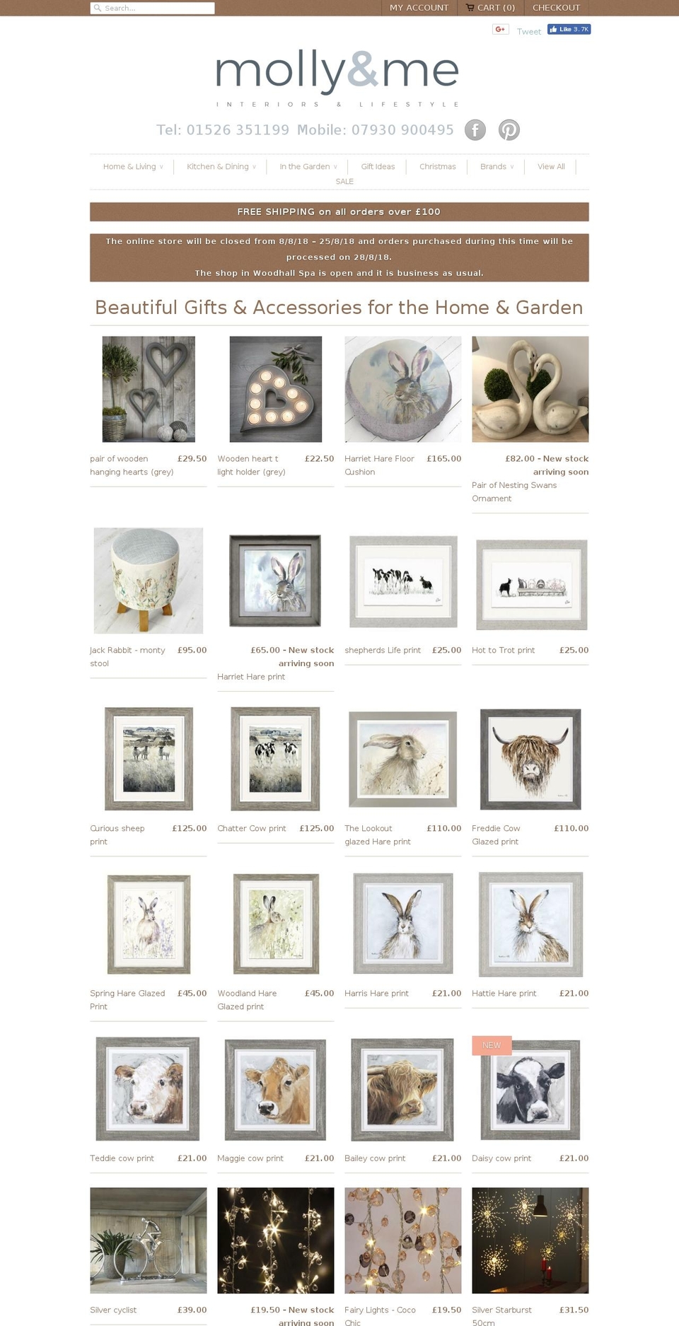 mollyandmeinteriors.co.uk shopify website screenshot