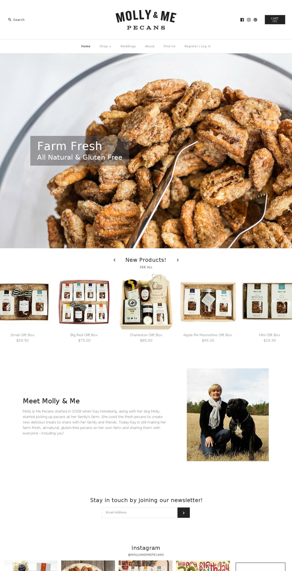 mollyandmepecans.com — Shopify storefront screenshot
