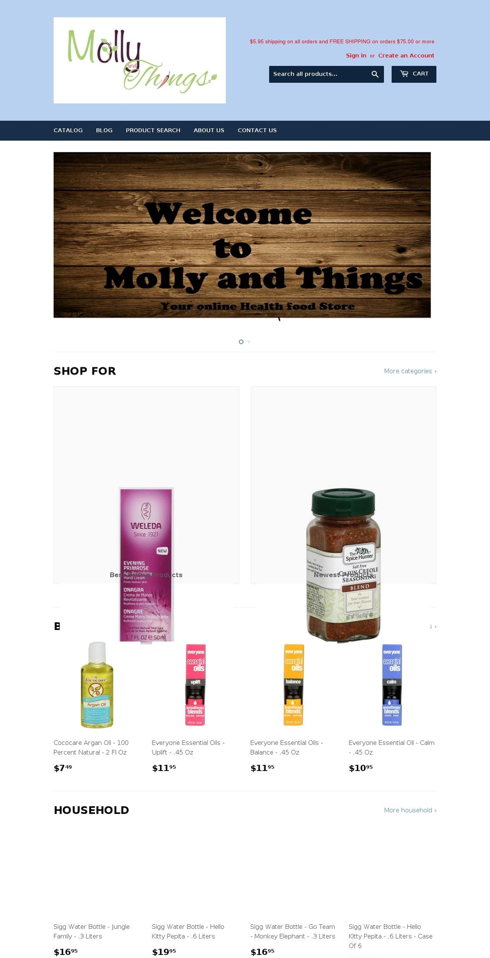 mollyandthings.com — Shopify storefront screenshot