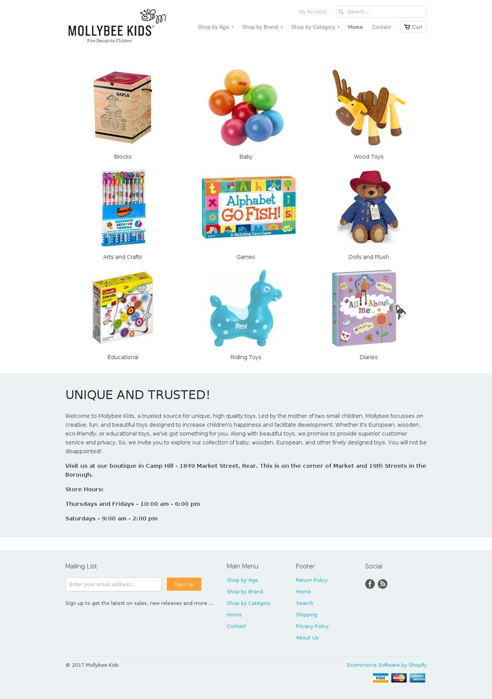 mollybeekids.com shopify website screenshot