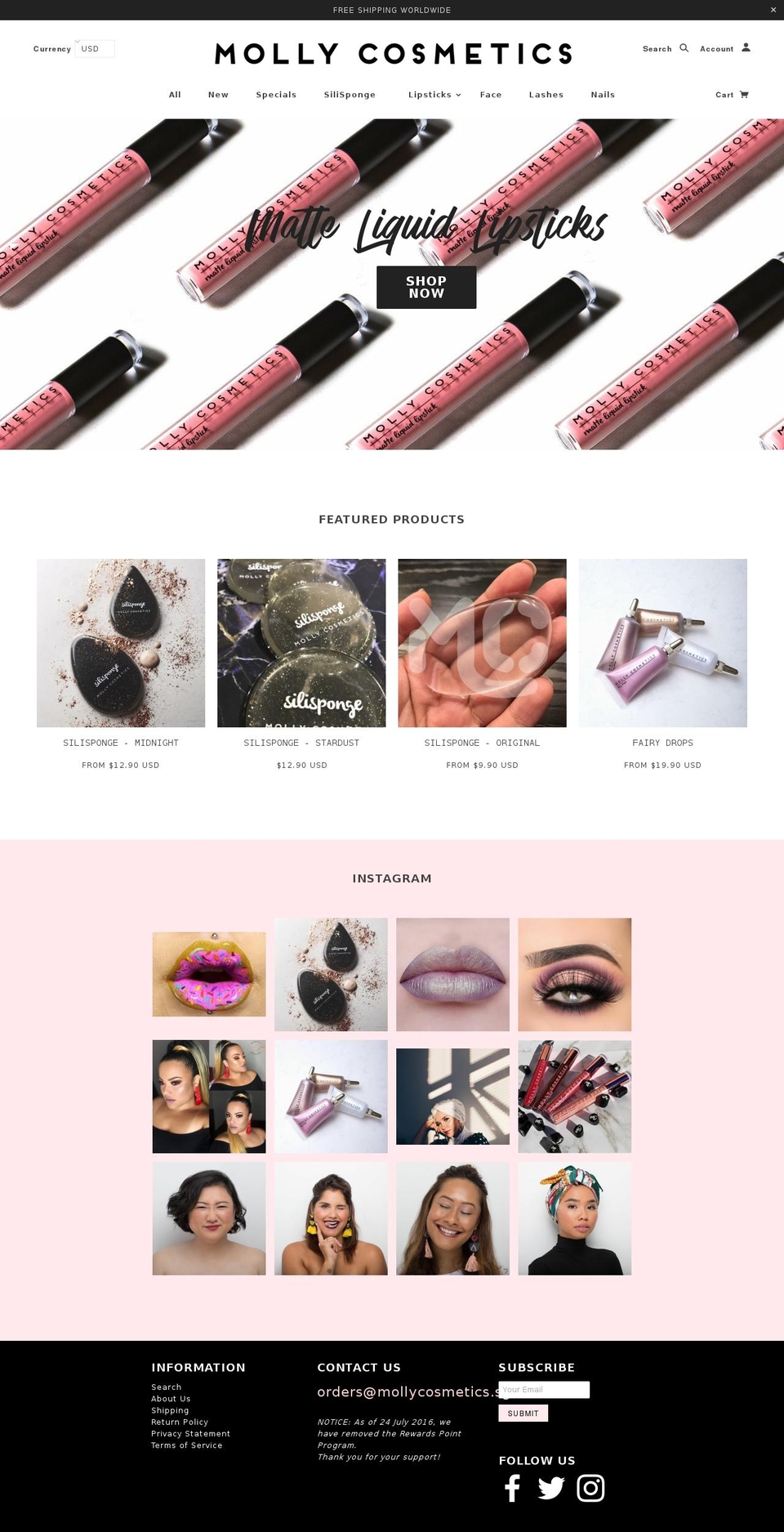 mollycosmeticsilisponge.com — Shopify storefront screenshot