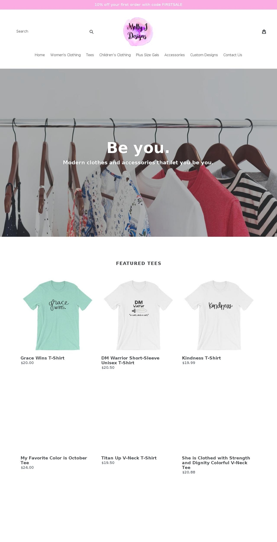 mollyjdesigns.com — Shopify storefront screenshot