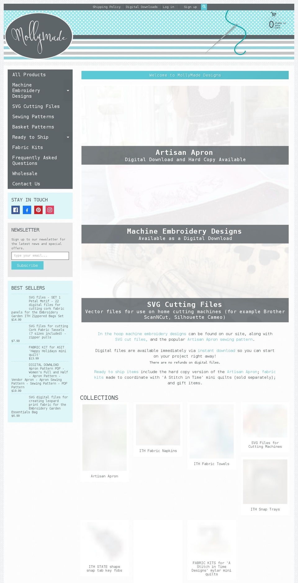 mollymadedesigns.com shopify website screenshot
