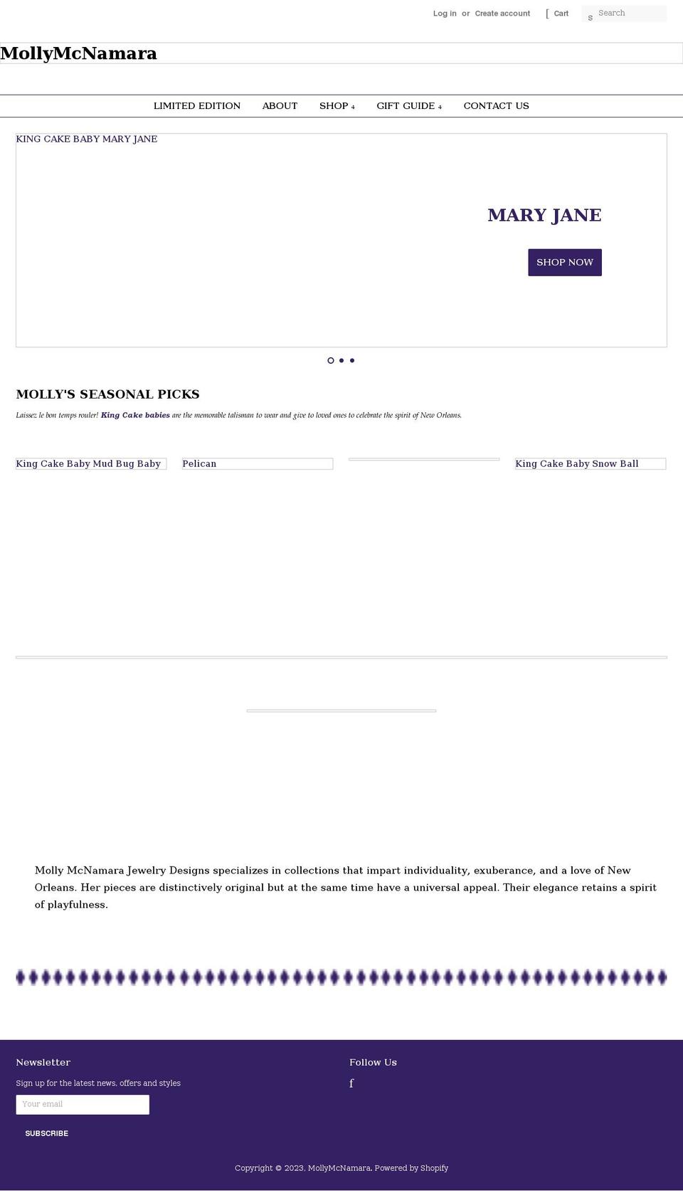 mollymcnamara.com shopify website screenshot
