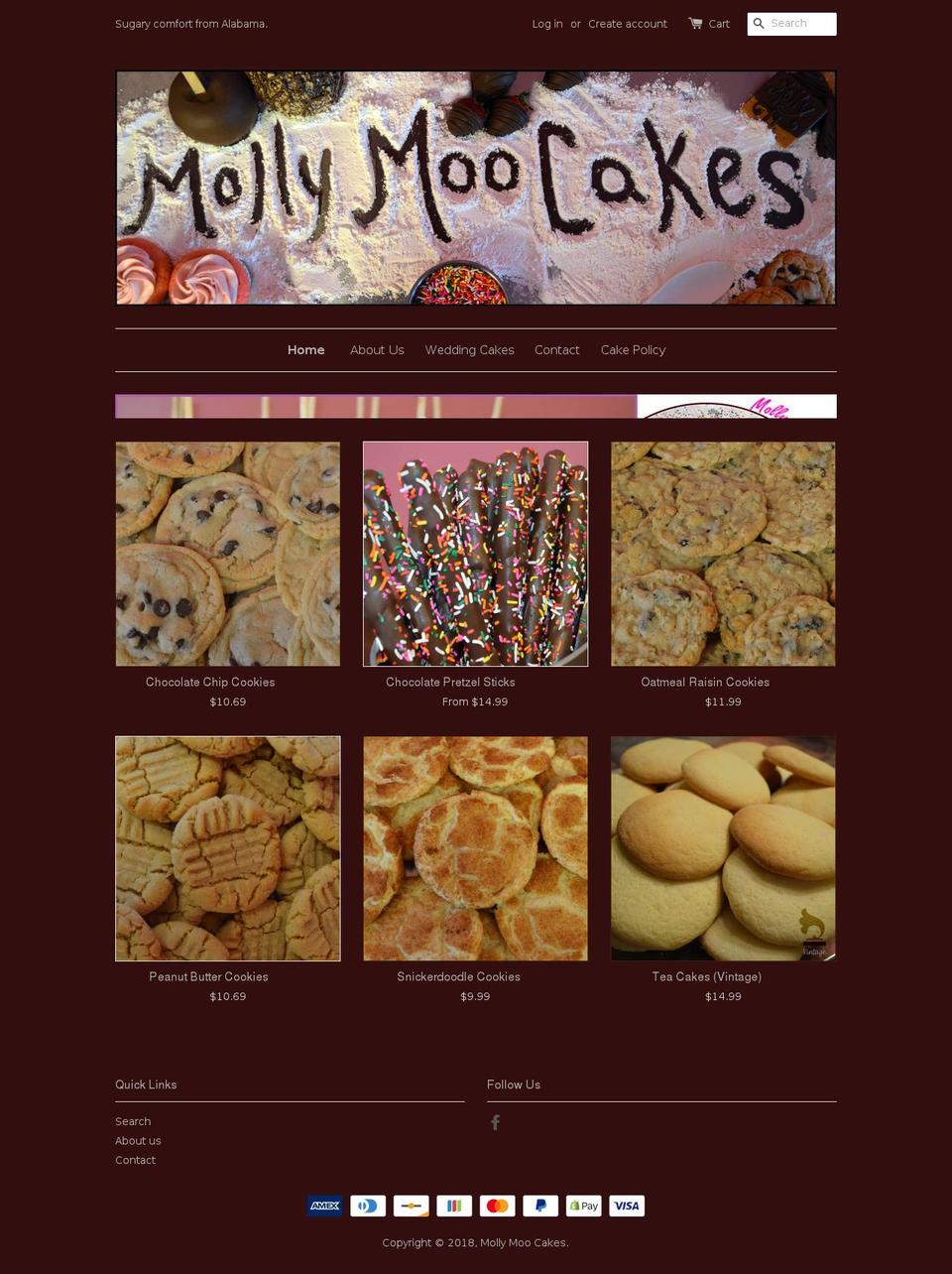 mollymoocakes.com — Shopify storefront screenshot