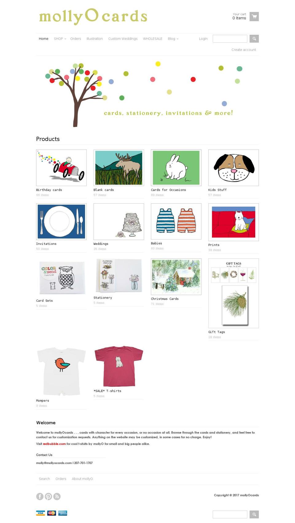 mollyocards.com shopify website screenshot