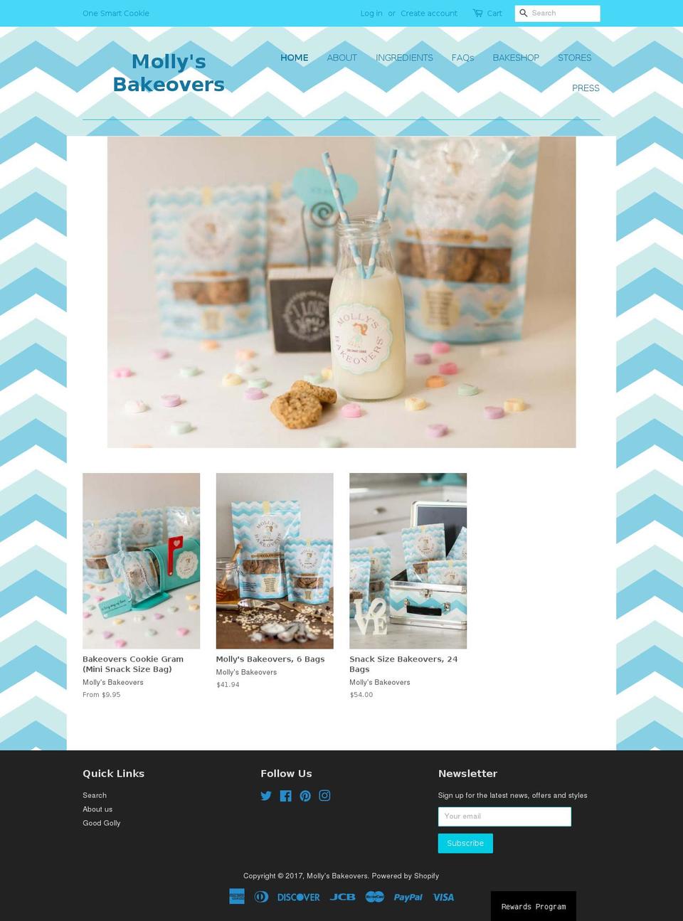 mollysbakeovers.com shopify website screenshot