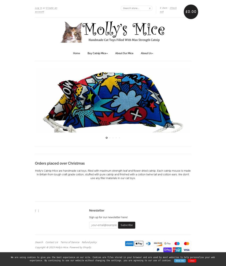 mollysmice.co.uk shopify website screenshot