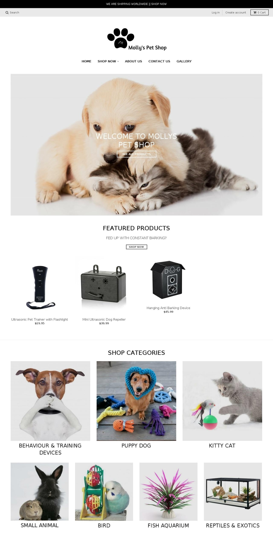 mollyspetshop.com — Shopify storefront screenshot