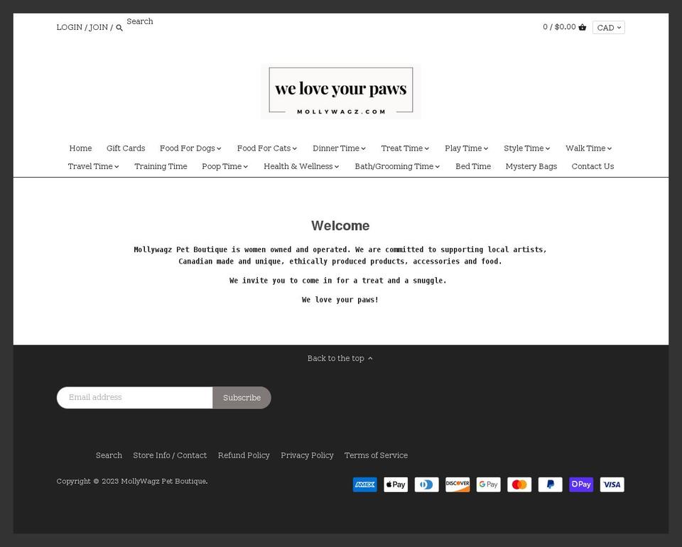 mollywagz.com shopify website screenshot