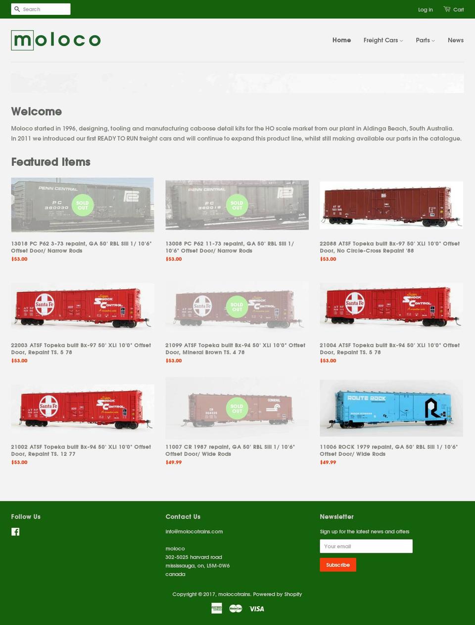 molocotrains.com shopify website screenshot